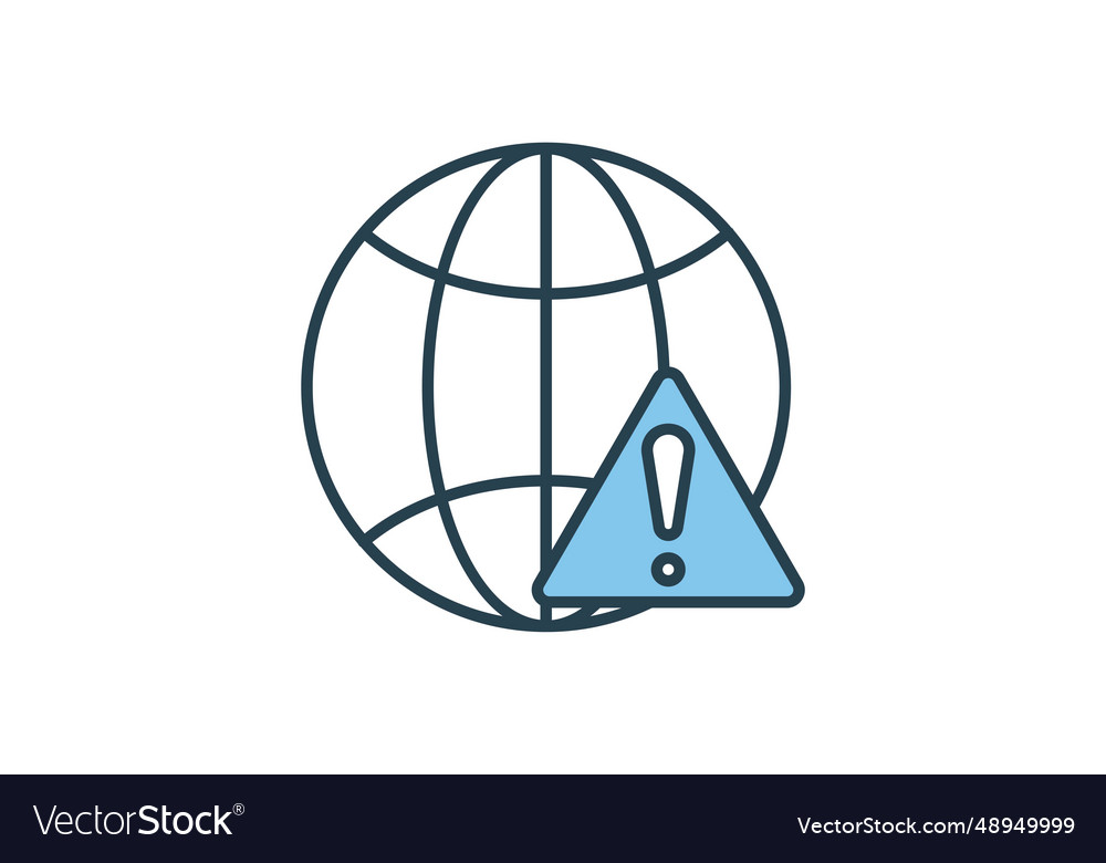 Network error icon earth with exclamation mark