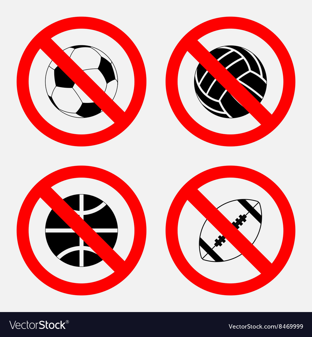 Prohibition sign sports game no play Royalty Free Vector