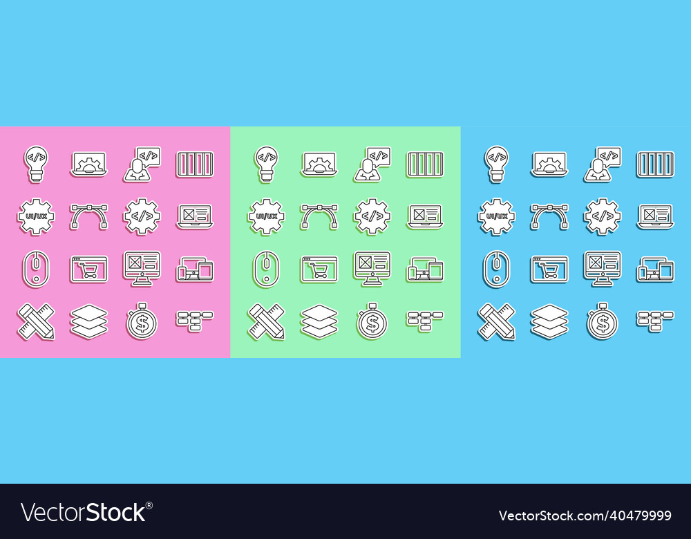 Set line site map monitor mobile tablet ui ux vector image Set line site map monitor mobile tablet ui ux