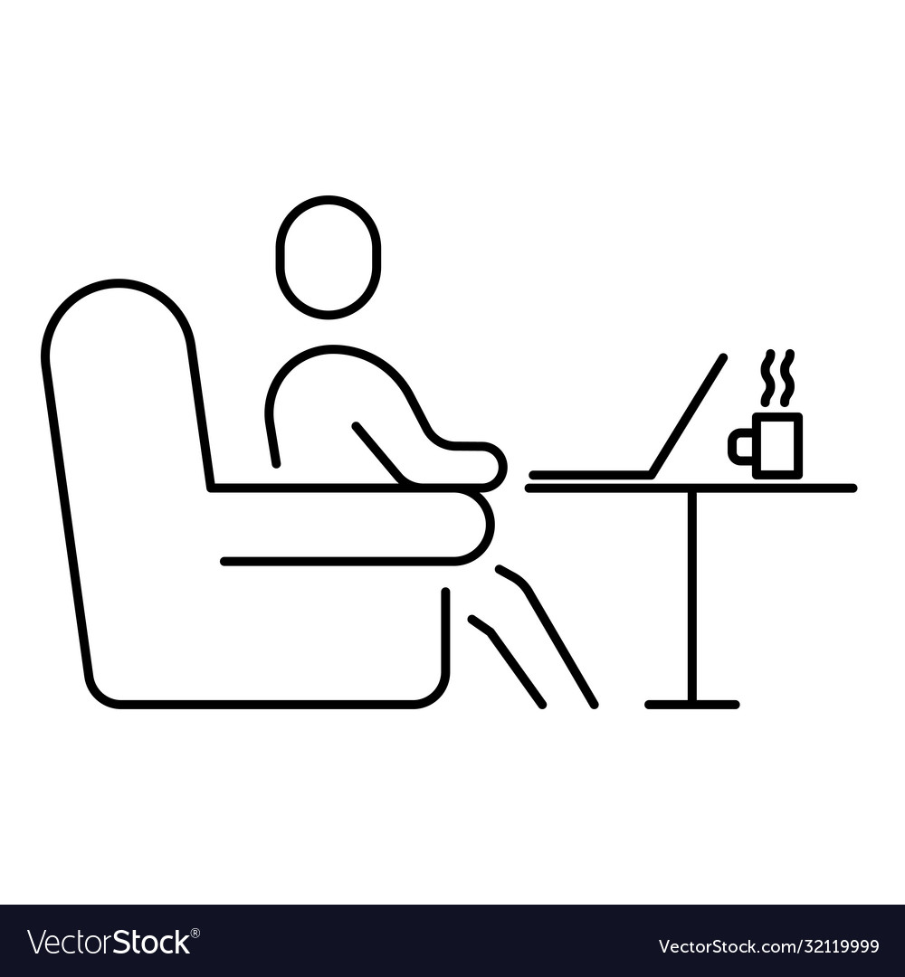 Simple linear icon for work from home or remote vector image Simple linear icon for work from home or remote