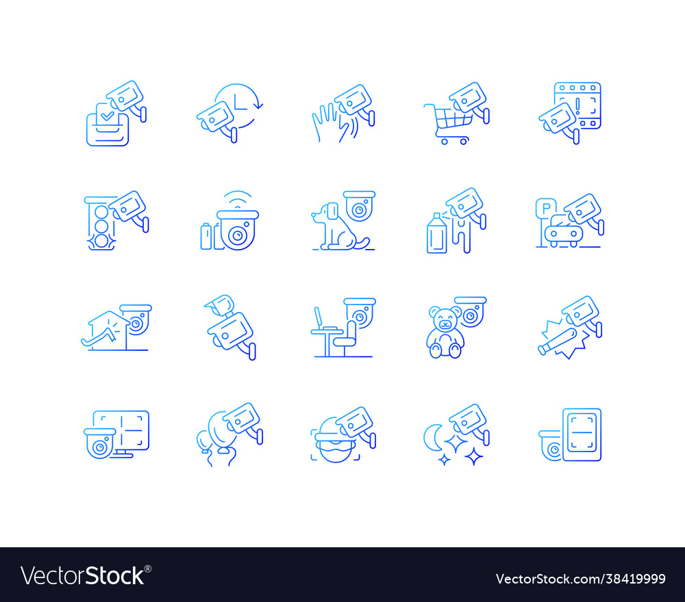 Surveillance and security systems gradient linear vector image Surveillance and security systems gradient linear