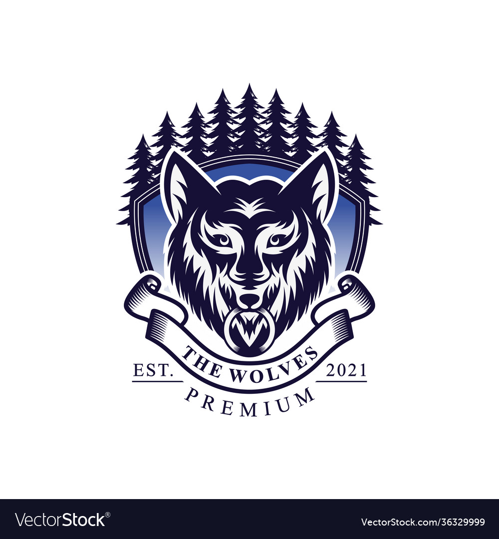 Vintage Wolf Kopf Logo Design vector image Vintage Wolf Kopf Logo Design