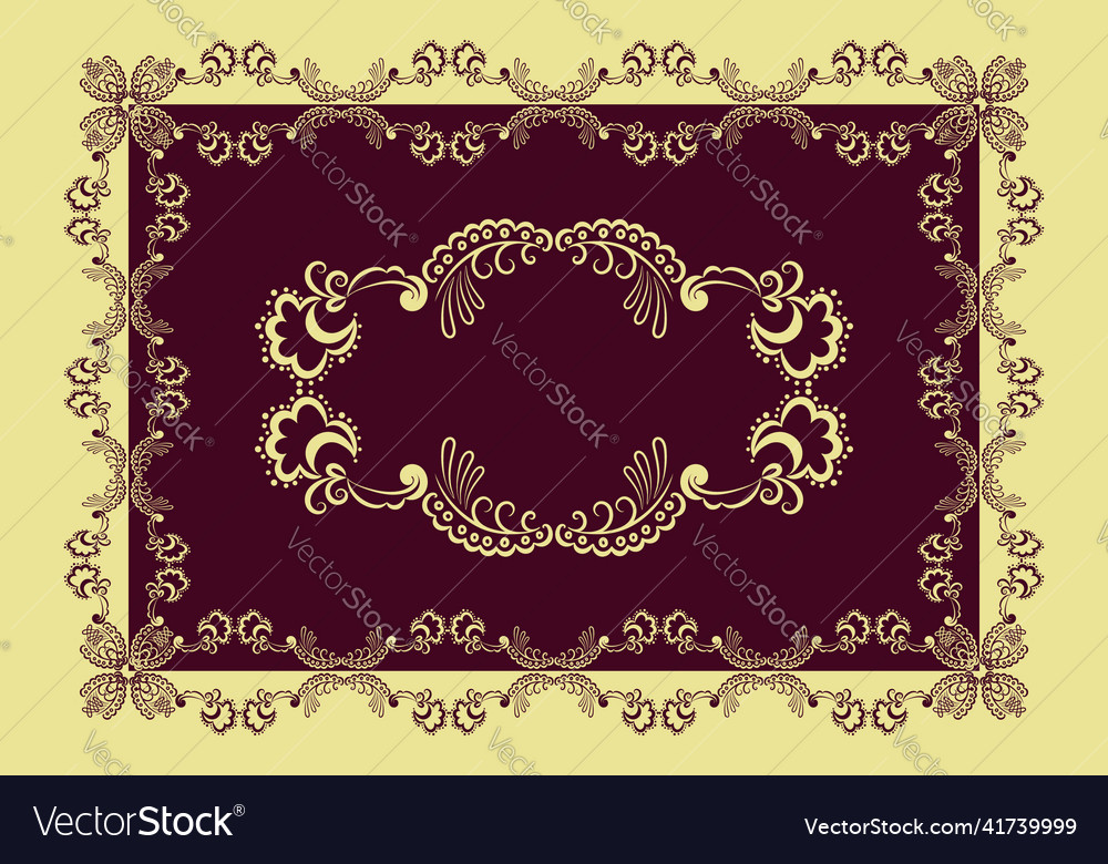 Yellow-golden patterned frame rectangular
