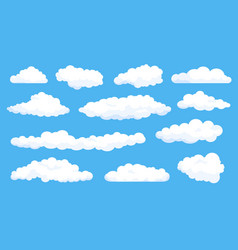 Cartoon Fluffy White Clouds On Summer Blue Sky