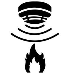 Fire Flames Sensor Icon On White Background Smoke