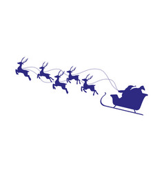 Santa Claus With Reindeers Silhouette Semi Flat