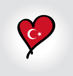 Turkish Flag Heart-shaped Hand Drawn Logo