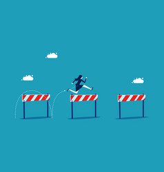 Overcoming Obstacles Businesswoman Jumping Over