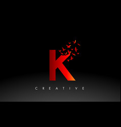 Red K Logo Letter With Flock Of Birds Flying