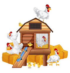 Cartoon chicken coop outline isolated on white Vector Image