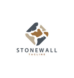 Simple Stone Wall Logo Design Template Symbol