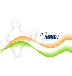 Indian Map With Wavy Flag For Republic Day