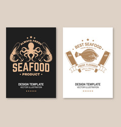 Set Of Fresh Seafood Retro Poster Banner