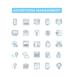 Advertising Management Line Icons Set