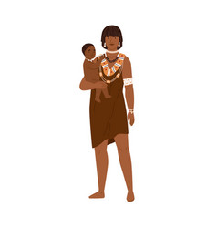 African Tribal Mom With Baby Young Female Member