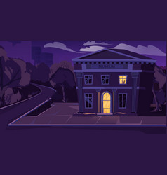 Museum At Night Exterior Concept Flat Design