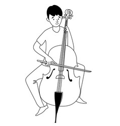 Music Lessons Cello Player Student Line Icon