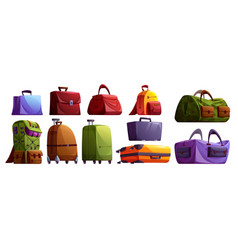 Travel Luggage And Suitcase Cartoon Set