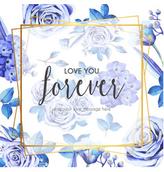 Lovely Frame With Blue Roses Leaves