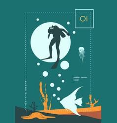 Scuba Diving Sport Poster Concept Underwater