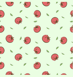 Seamless Red Green Tomato Pattern Hand Drawn