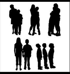 Set Of Group Of Peoples Silhouettes