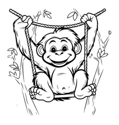 Monkey Swinging In The Jungle Monochrome