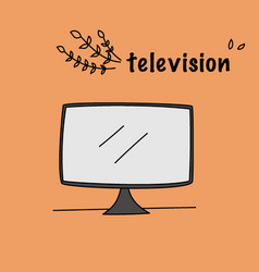 Cute Tv Art Hand Drawn On Orange Background