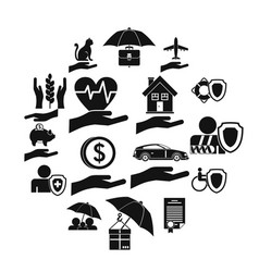 Insurance Icons Set Simple Style