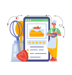 Man With Online Recipe Concept