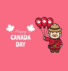 Cute Oldman Character Celebrated Canada Day