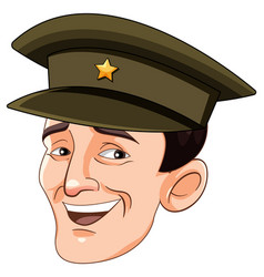 Happy Army Officer Head Cartoon