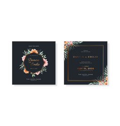 Luxury Black And Gold Square Wedding Card