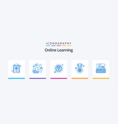 Online Learning Blue 5 Icon Pack Including