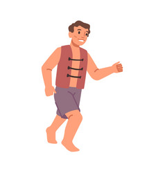 Kid Wearing Inflatable Jacket Vest Running