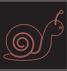 Neon Snail Red Color Image Flat Style