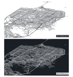 Aerial Top View City Map San Francisco Black