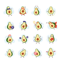 Avocado Cartoon Icon Set