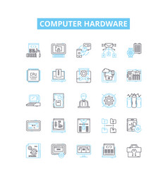 Computer Hardware Line Icons Set Computer