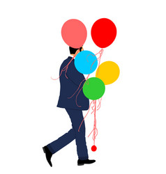 Handsome Man In Suit With Balloons