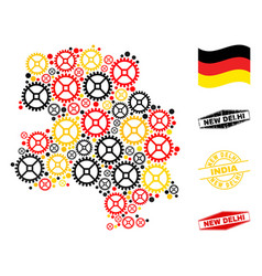 Mechanics Mosaic New Delhi City Map In German Flag