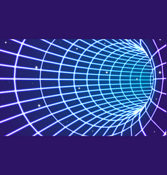 Neon Tunnel In Space With 80s Styled Lazer Lines