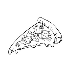 Italian pizza cartoon coloring page Royalty Free Vector