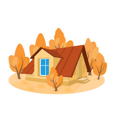 Autumn Landscape 3d House Surrounded By Trees