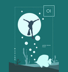 Scuba Diving Sport Poster Concept Underwater