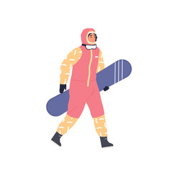 Female Snowboarder Walking With Snowboard In Hand