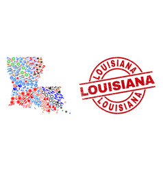 Louisiana Scratched Seal And State Map