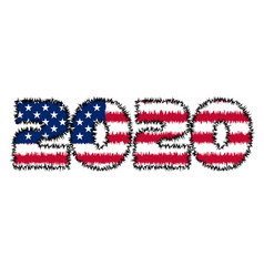 3d 2020 Text With American Flag Inside Text