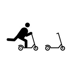 Adult Character Riding A Kick Scooter Icon