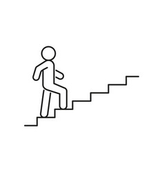 Stairs Up Person Line Icon Stairway Steps